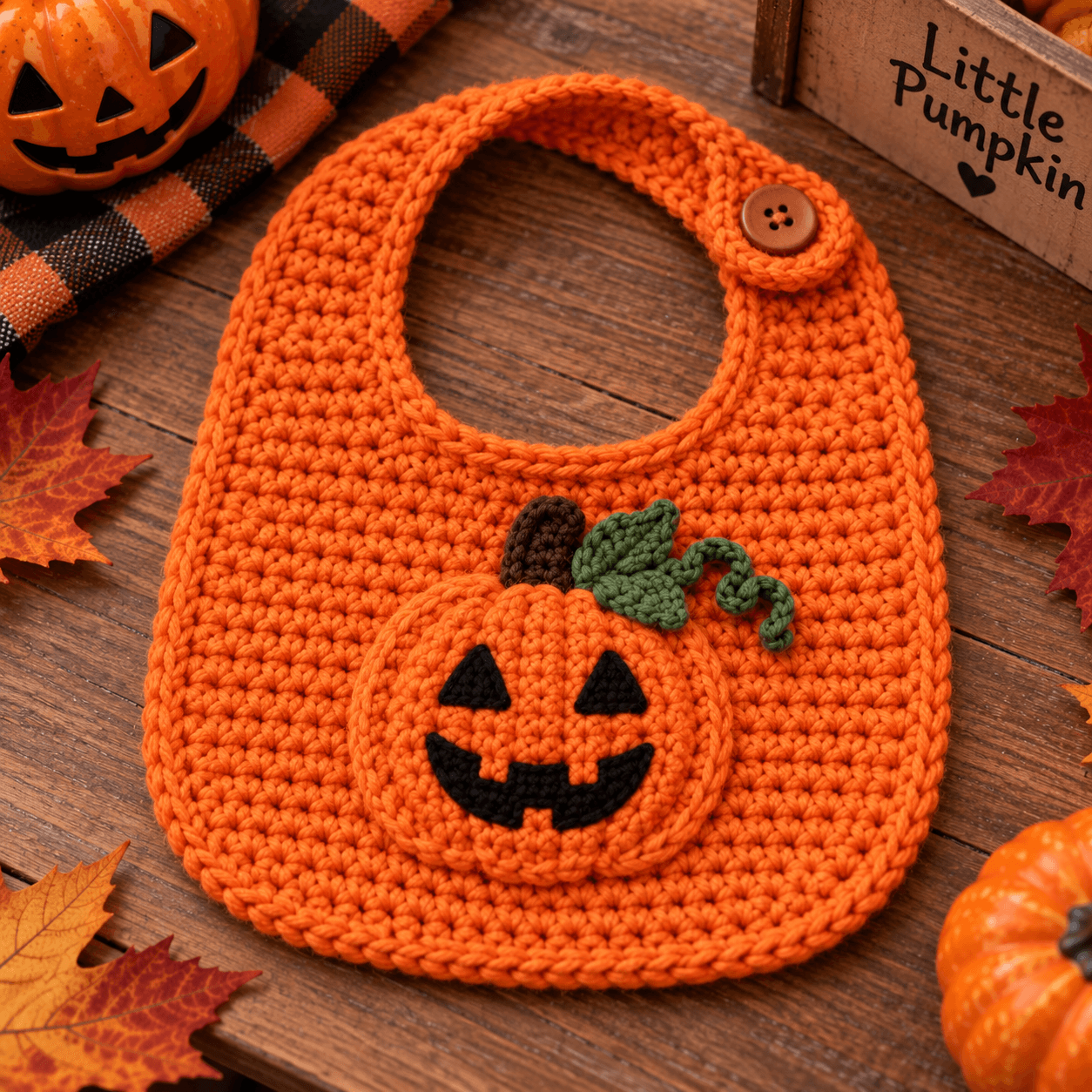 Crochet Halloween Baby Bib Pattern (Easy Pumpkin Bib)