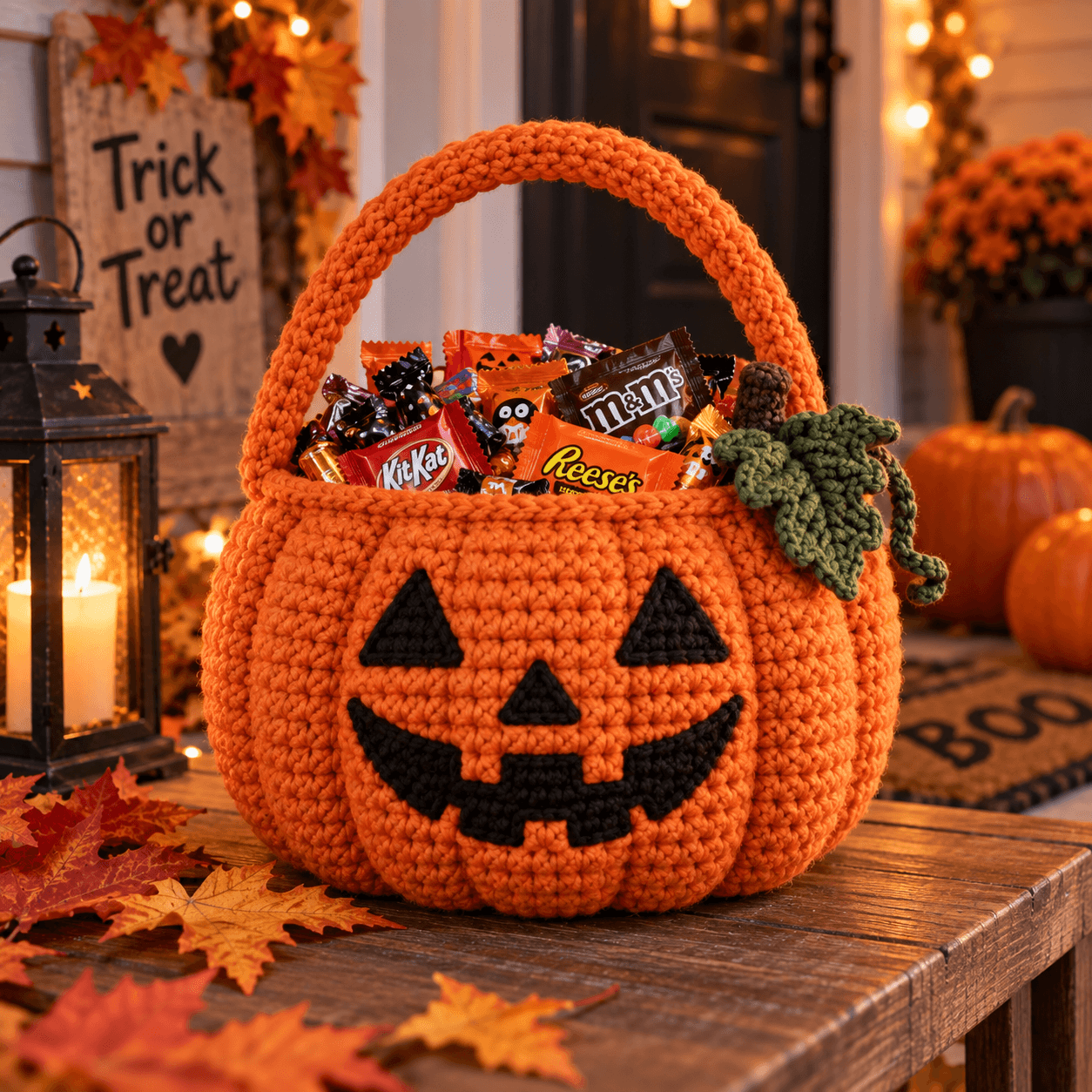 Crochet Jack-O-Lantern Basket Pattern (Easy Halloween Candy Bowl)