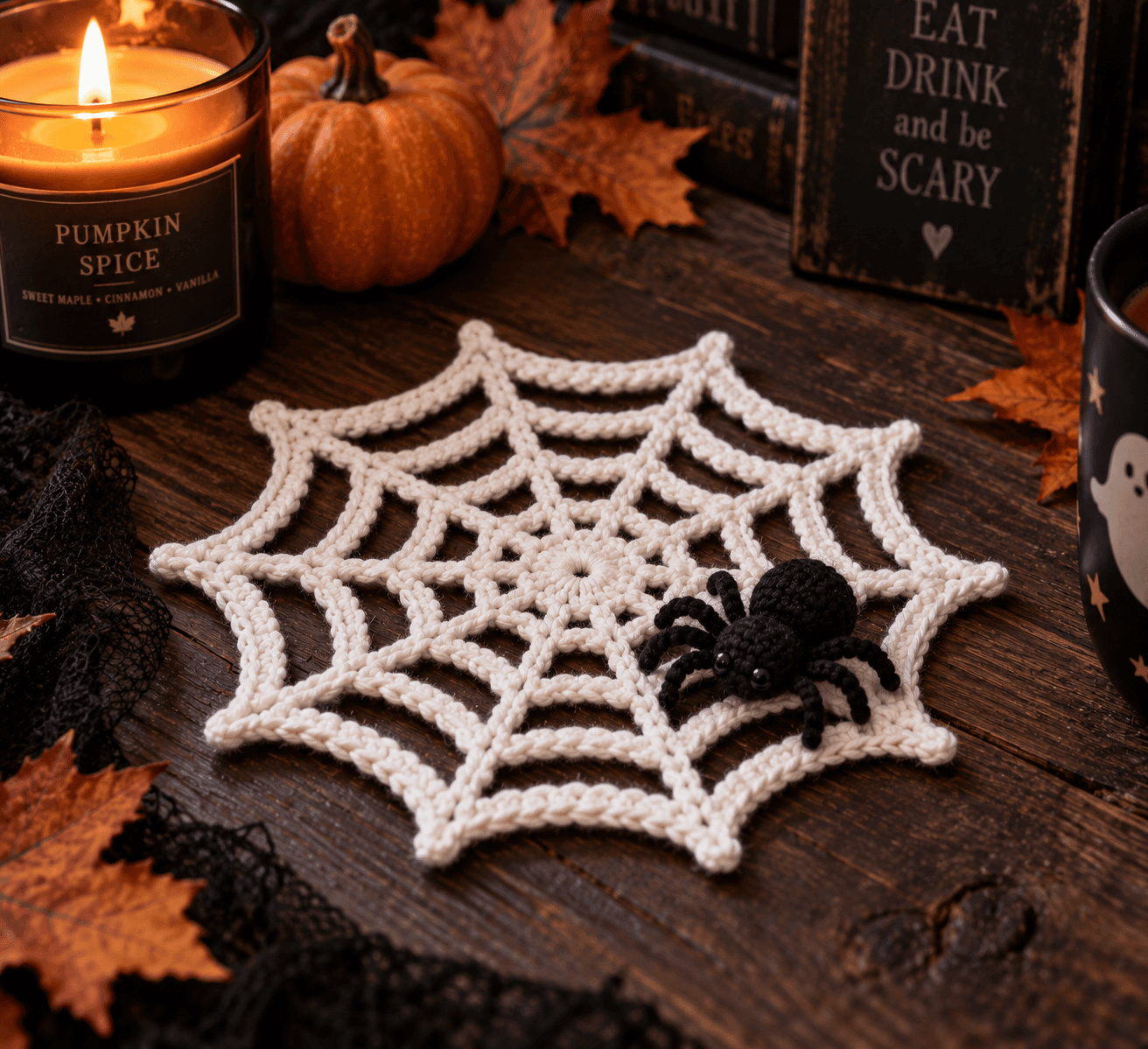 Crochet Spiderweb Coasters Pattern (Easy Halloween Table Decor)